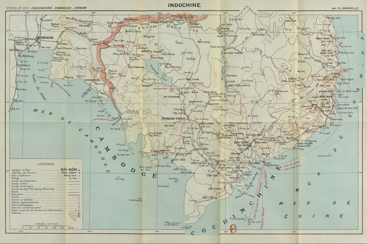 Map cambodia Madrolle Claudius 1925