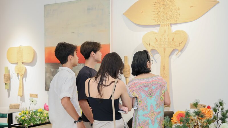 people at Cambodian artesan kites exhibition in Phnom Penh